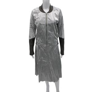 Nix Women Jacket Dress Silver Collared Long Sleeve Zip Knee Length Size S